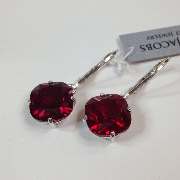 Beautiful 10ctw Cushion Cut Ruby Earrings in Sterling Silver - Picture 5 of 5
